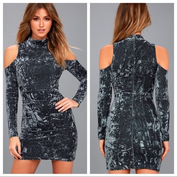 Lulus Dresses & Skirts - ✅ CLEARANCE Lulus A Little Crush Velvet Cold Shoulder Long Sleeve Dress